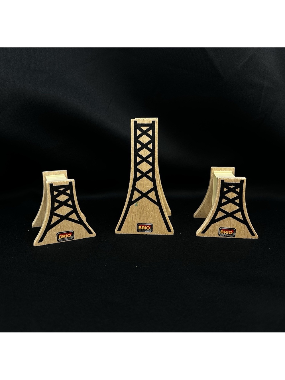 Vintage Brio Wooden Railway #33557 & #33356 Bridge Supports 3 & 2 Level 1990